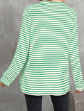 Cute Striped V-Neck Button-Down Shirt