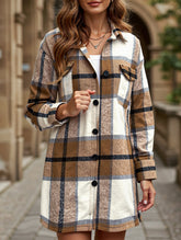 Casual Plaid Button-Down Long Sleeve Jacket