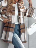 Casual Plaid Button-Down Long Sleeve Jacket