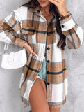 Casual Plaid Button-Down Long Sleeve Jacket