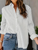 Casual Striped Long Sleeve Button-Down Shirt