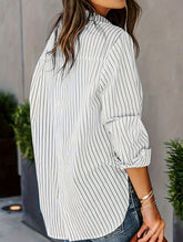 Casual Striped Long Sleeve Button-Down Shirt