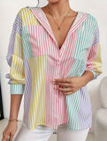 V-neck button-down striped cardigan