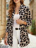 Casual leopard print long-sleeved shirt