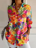 Women's button-down printed casual shirt