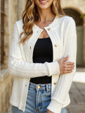 Simple sweet style loose heart button cardigan