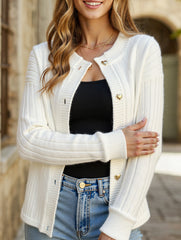 Simple sweet style loose heart button cardigan