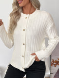 Simple sweet style loose heart button cardigan