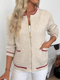 Casual Trim Contrast Color Cardigan Sweater