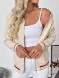Casual Trim Contrast Color Cardigan Sweater