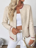 Casual Trim Contrast Color Cardigan Sweater