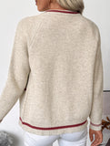 Casual Trim Contrast Color Cardigan Sweater