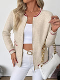 Casual Trim Contrast Color Cardigan Sweater