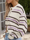 Casual Colorblock Button Cardigan