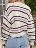 Casual Colorblock Button Cardigan