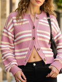 Casual Colorblock Button Cardigan
