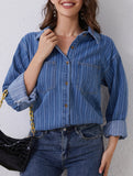 Versatile loose denim shirt