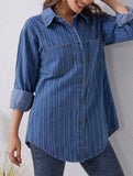 Versatile loose denim shirt