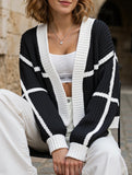 Casual loose jacket contrast color cardigan