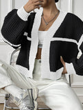Casual loose jacket contrast color cardigan