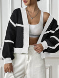 Casual loose jacket contrast color cardigan