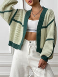 Casual loose jacket contrast color cardigan