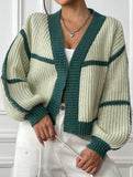 Casual loose jacket contrast color cardigan