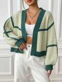 Casual loose jacket contrast color cardigan