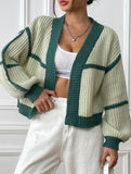 Casual loose jacket contrast color cardigan