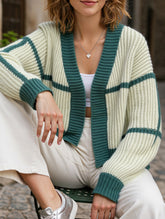 Casual loose jacket contrast color cardigan