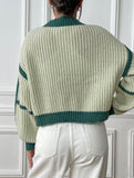 Casual loose jacket contrast color cardigan