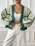Casual loose jacket contrast color cardigan