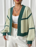 Casual loose jacket contrast color cardigan
