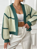 Casual loose jacket contrast color cardigan