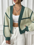 Casual loose jacket contrast color cardigan