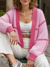 Casual loose jacket contrast color cardigan