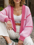 Casual loose jacket contrast color cardigan