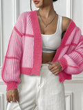 Casual loose jacket contrast color cardigan