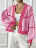 Casual loose jacket contrast color cardigan