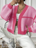 Casual loose jacket contrast color cardigan