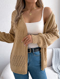 Casual solid color hollow cardigan sweater