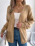 Casual solid color hollow cardigan sweater