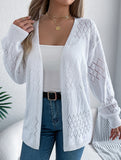 Casual solid color hollow cardigan sweater