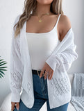 Casual solid color hollow cardigan sweater