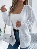 Casual solid color hollow cardigan sweater