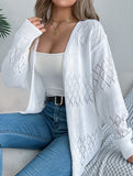 Casual solid color hollow cardigan sweater