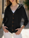 Single-breasted loose hooded knitted cardigan