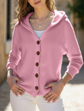 Single-breasted loose hooded knitted cardigan