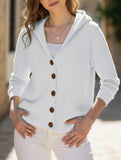 Single-breasted loose hooded knitted cardigan