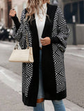 Loose Striped V-Neck Casual Cardigan